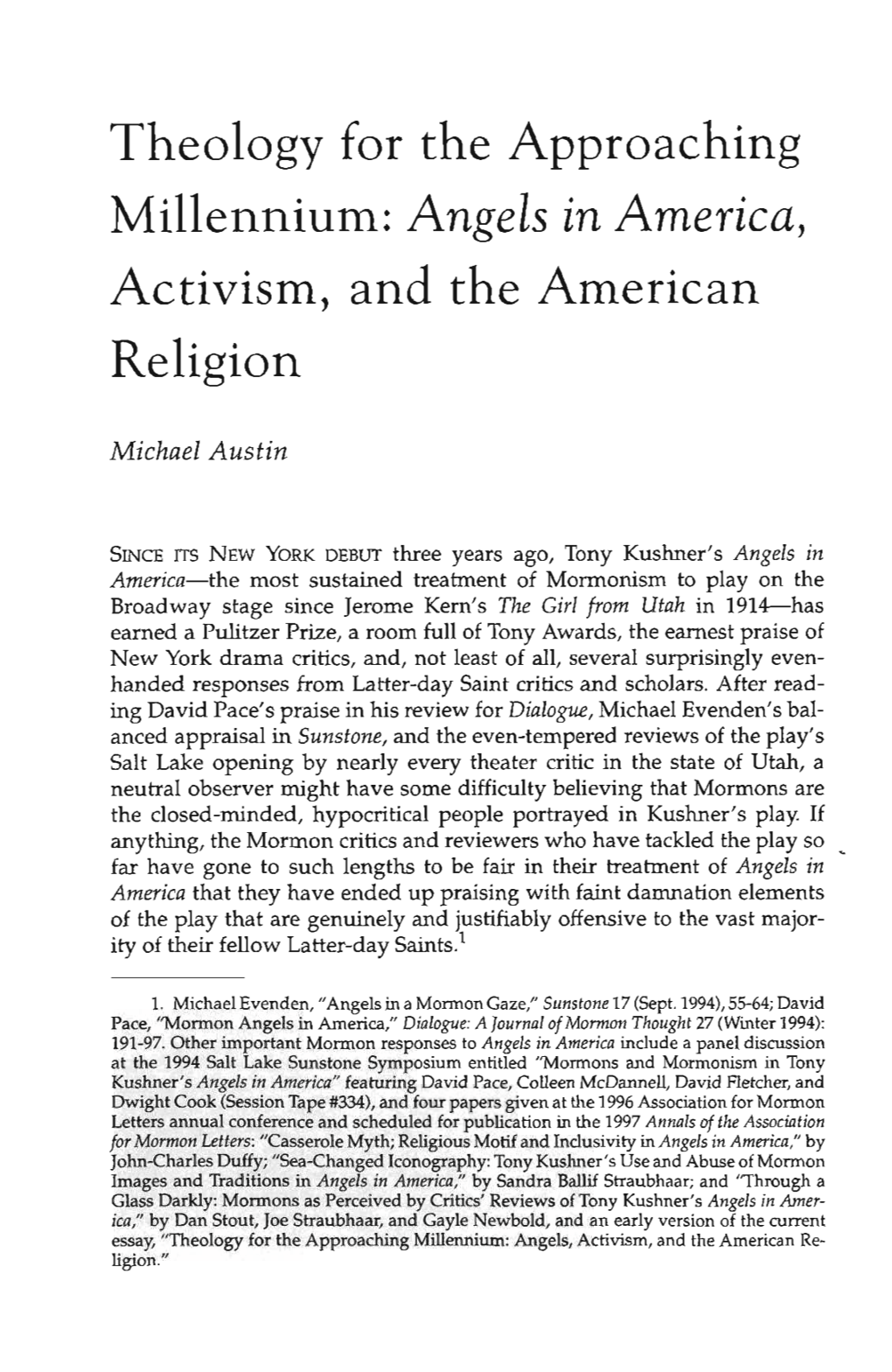 Theology for the Approaching Activism, and the American Religion