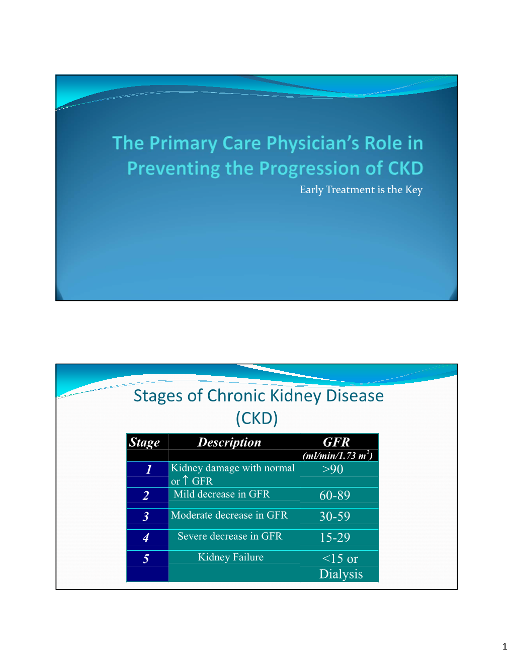 Stages of Chronic Kidney Disease (CKD)