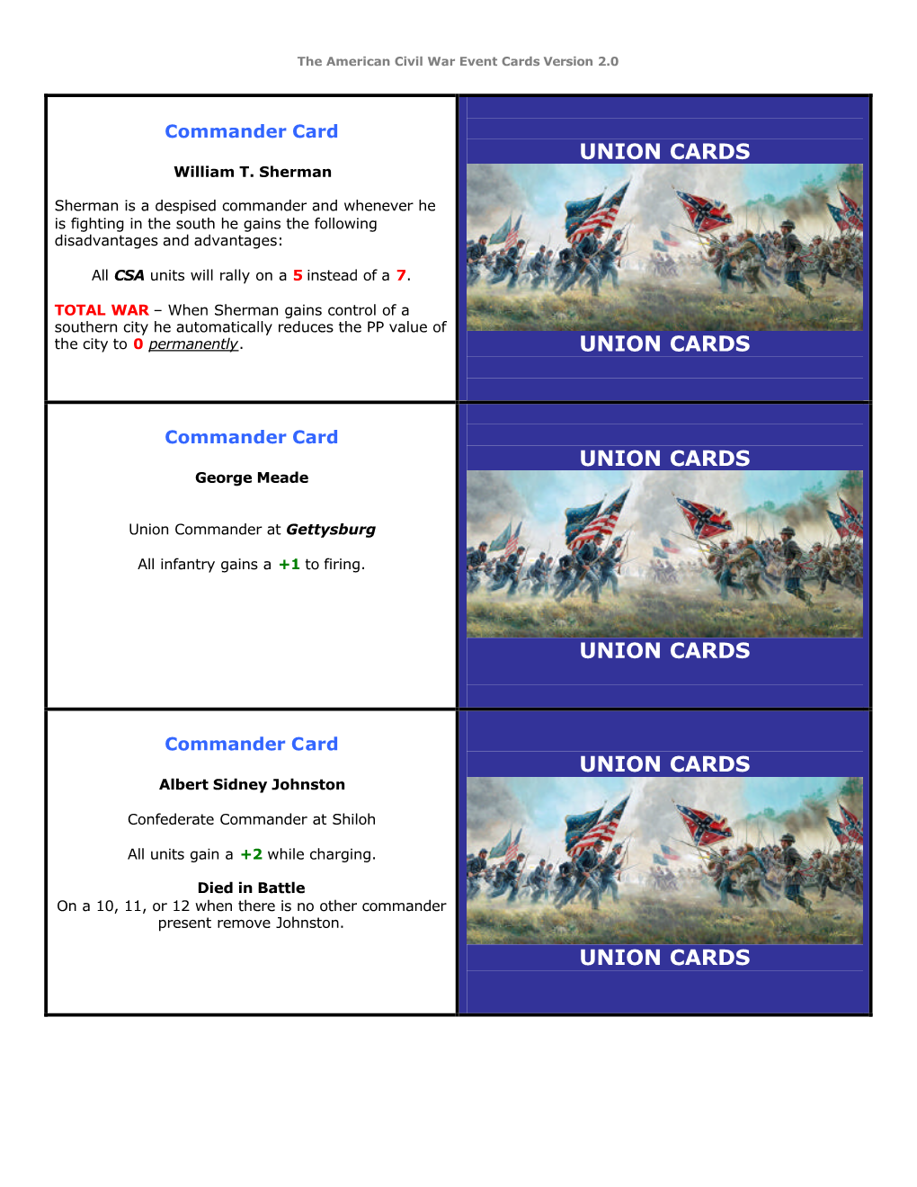 ACW Event Cards Union