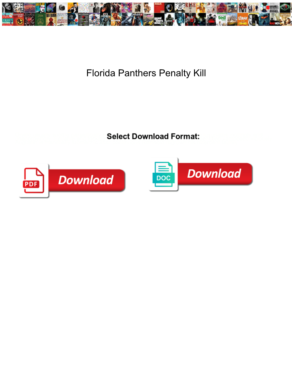 Florida Panthers Penalty Kill