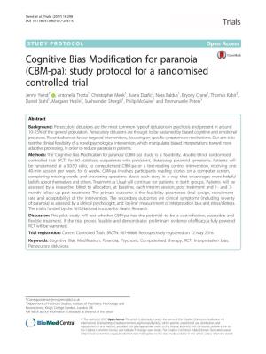 Cognitive Bias Modification for Paranoia (CBM-Pa)