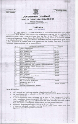 Government of Assam Office of the Deputy Commissioner Kamrup::Amingaon (Planning & Development Branch)
