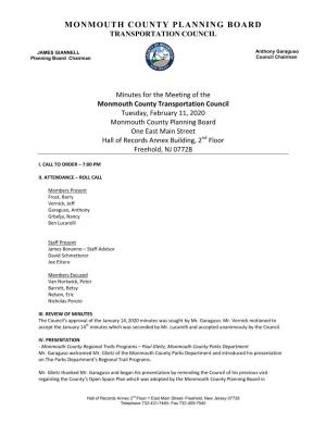 Monmouth County Planning Board Transportation Council