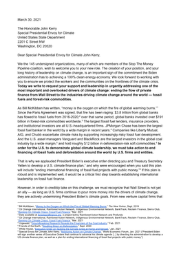 Letter to Climate Envoy John Kerry