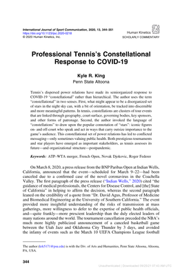 Professional Tennis's Constellational Response to COVID-19