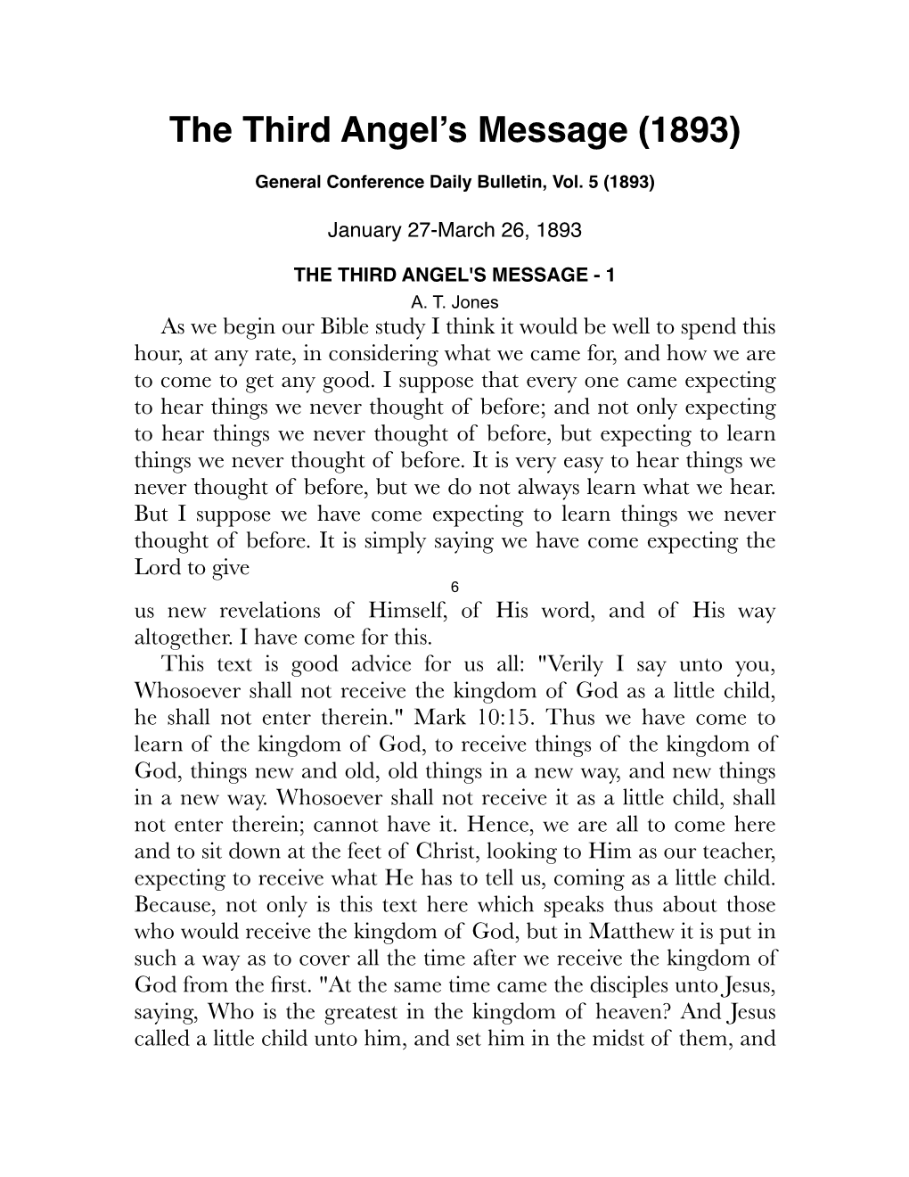 Jones – the Third Angels Message (1893)