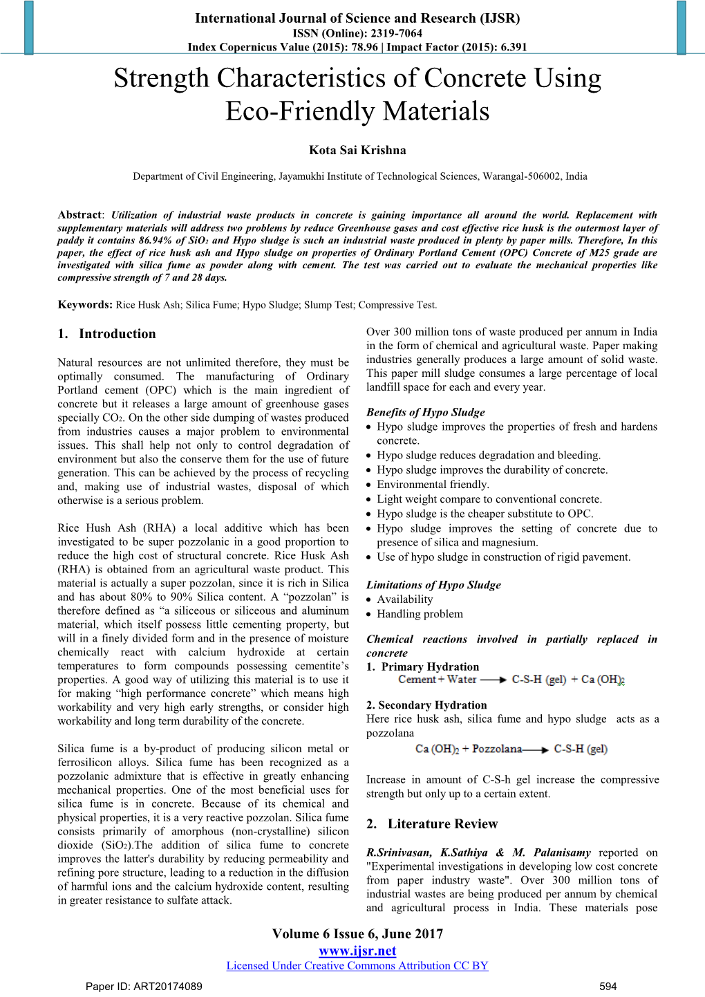 Strength Characteristics of Concrete Using Eco-Friendly Materials