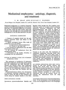 Mediastinal Emphysema: Aetiology, Diagnosis, and Treatment