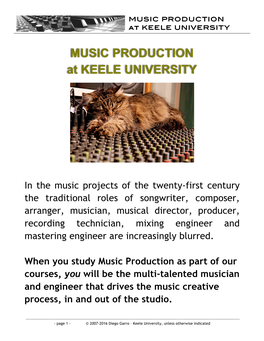 MUSIC PRODUCTION at KEELE UNIVERSITY