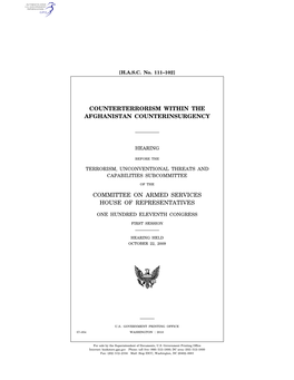 Counterterrorism Within the Afghanistan Counterinsurgency