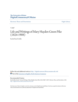 Life and Writings of Mary Hayden Green Pike (1824-1908) Rachel Reed Griffin