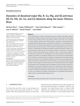 (Al, Fe, Mn, Zn, Cu, and Cr) Elements Along the Lower Orinoco River