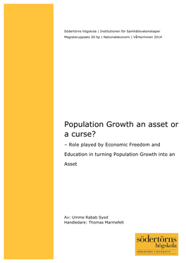 Population Growth an Asset Or a Curse? – Role Played by Economic Freedom and Education in Turning Population Growth Into an Asset