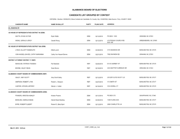 Candidate List Grouped by Contest Alamance Board Of