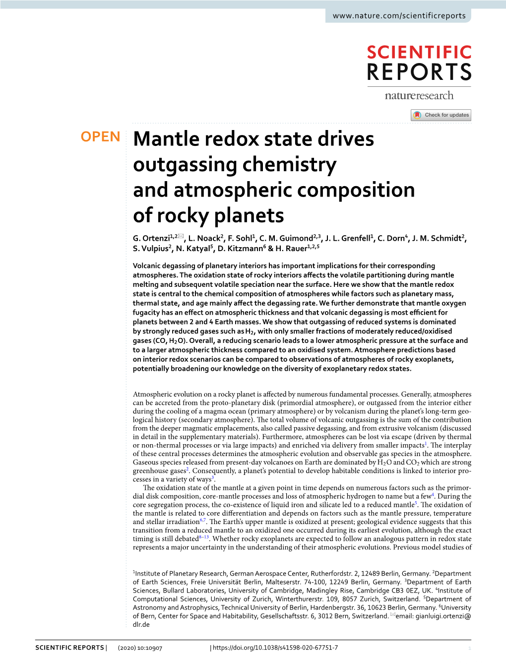 Mantle Redox State Drives Outgassing Chemistry and Atmospheric Composition of Rocky Planets G