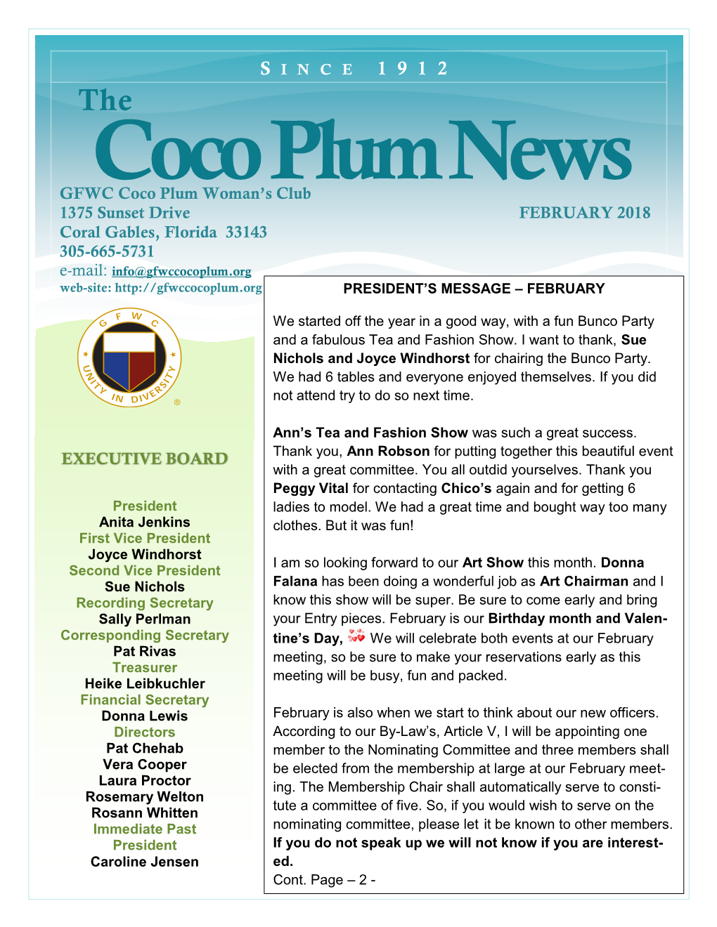 Coco Plum News GFWC Coco Plum Woman’S Club