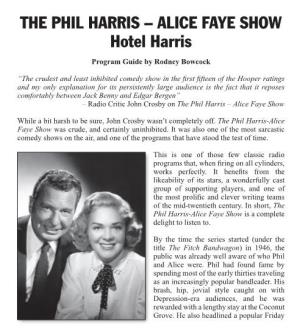 THE PHIL HARRIS – ALICE FAYE SHOW Hotel Harris