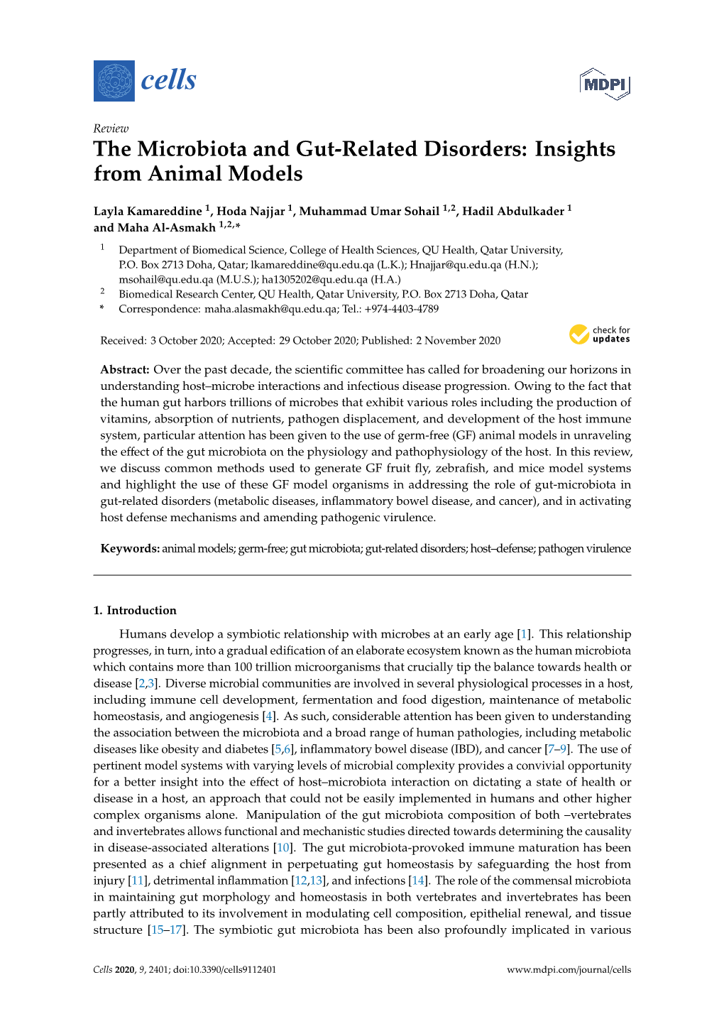 The Microbiota and Gut-Related Disorders: Insights from Animal Models