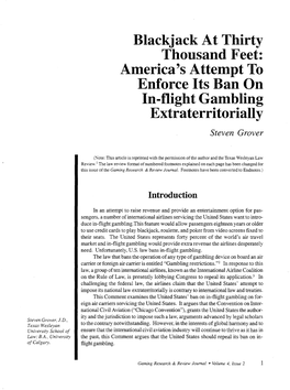 America's Attempt to Enforce Its Ban on In-Flight Gambling Extraterritorially