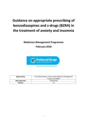 Guidance on Appropriate Prescribing of Benzodiazepines and Z-Drugs (BZRA) in the Treatment of Anxiety and Insomnia
