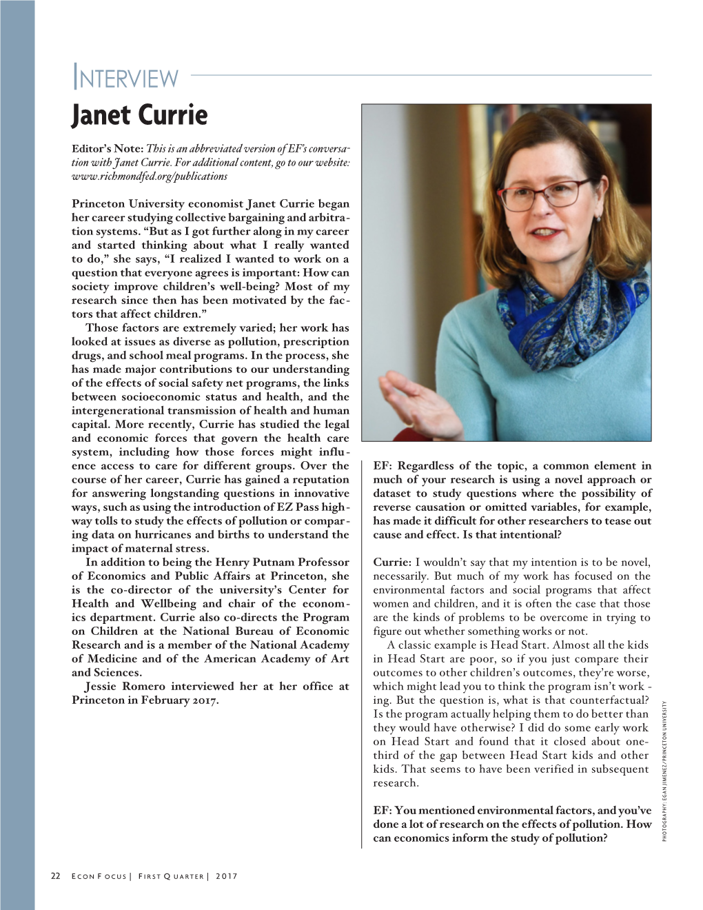 Interview, Janet Currie