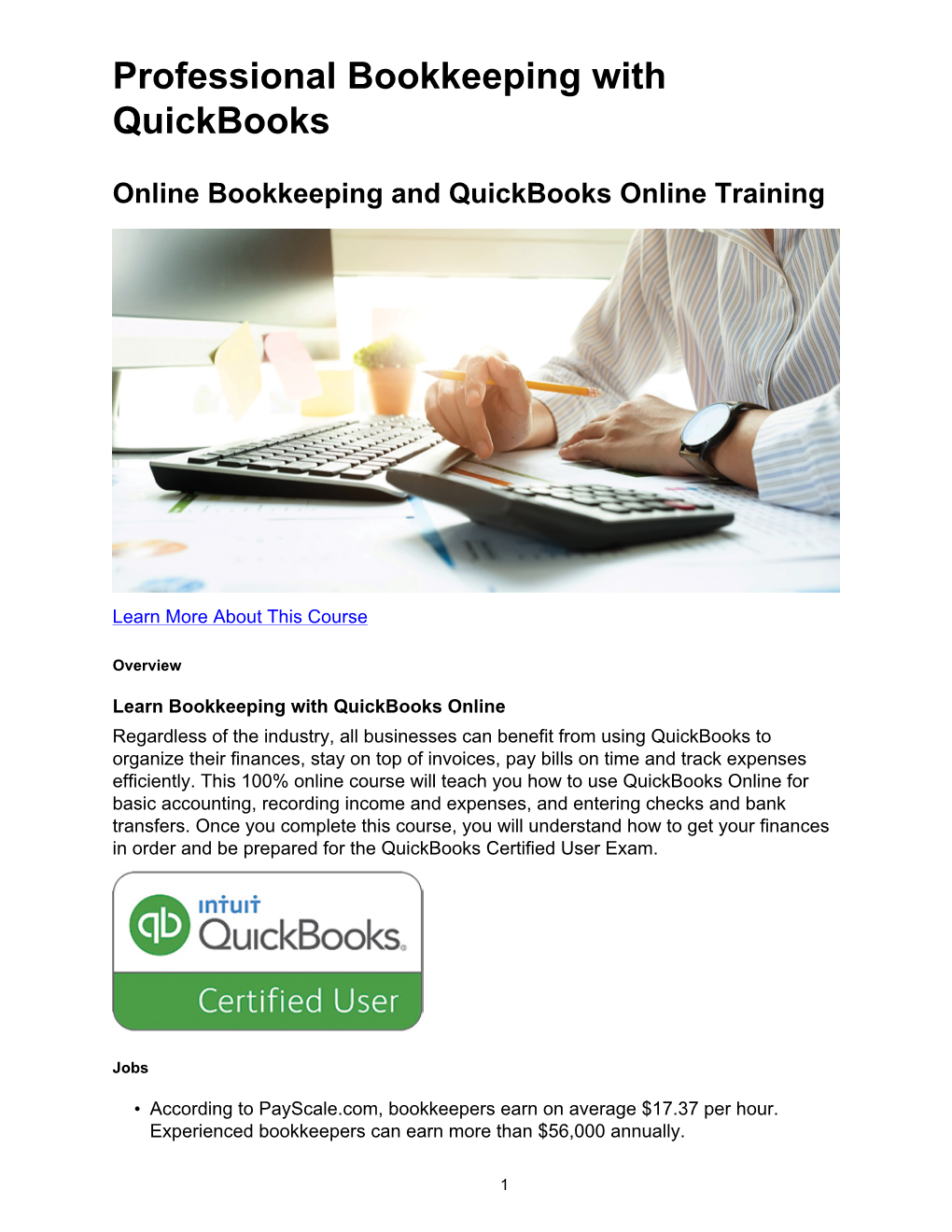 Professional Bookkeeping with Quickbooks
