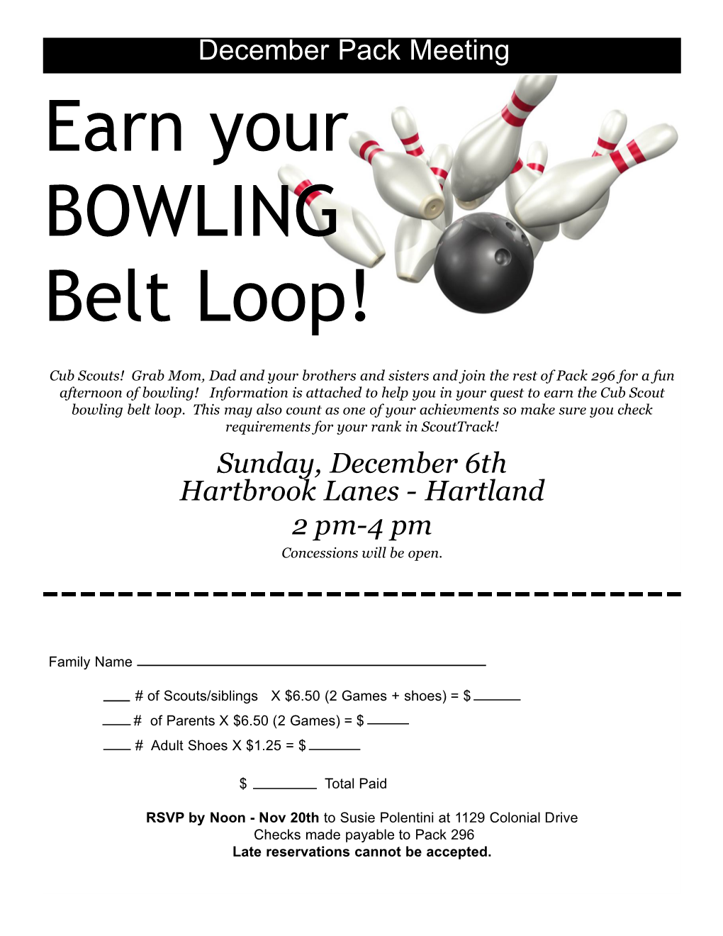 Earn Your BOWLING Belt Loop!