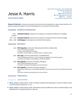 Jesse A. Harris Y Processing.Linguistics.Ucla.Edu  Jaharris 8Qk3u Curriculum Vitae Last Updated on August 23, 2019