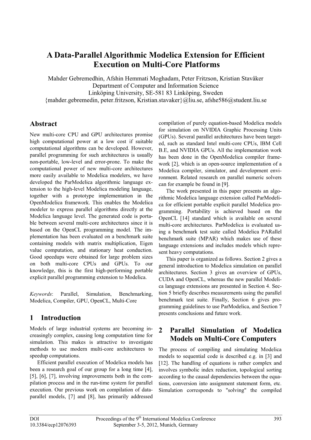 A Data-Parallel Algorithmic Modelica Extension for Efficient Execution on Multi-Core Platforms