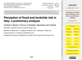 Perception of Flood and Landslide Risk in Italy: a Preliminary Analysis