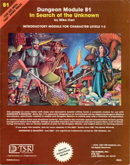 Dungeon Module B1 in Search of the Unknown by Mike Carr