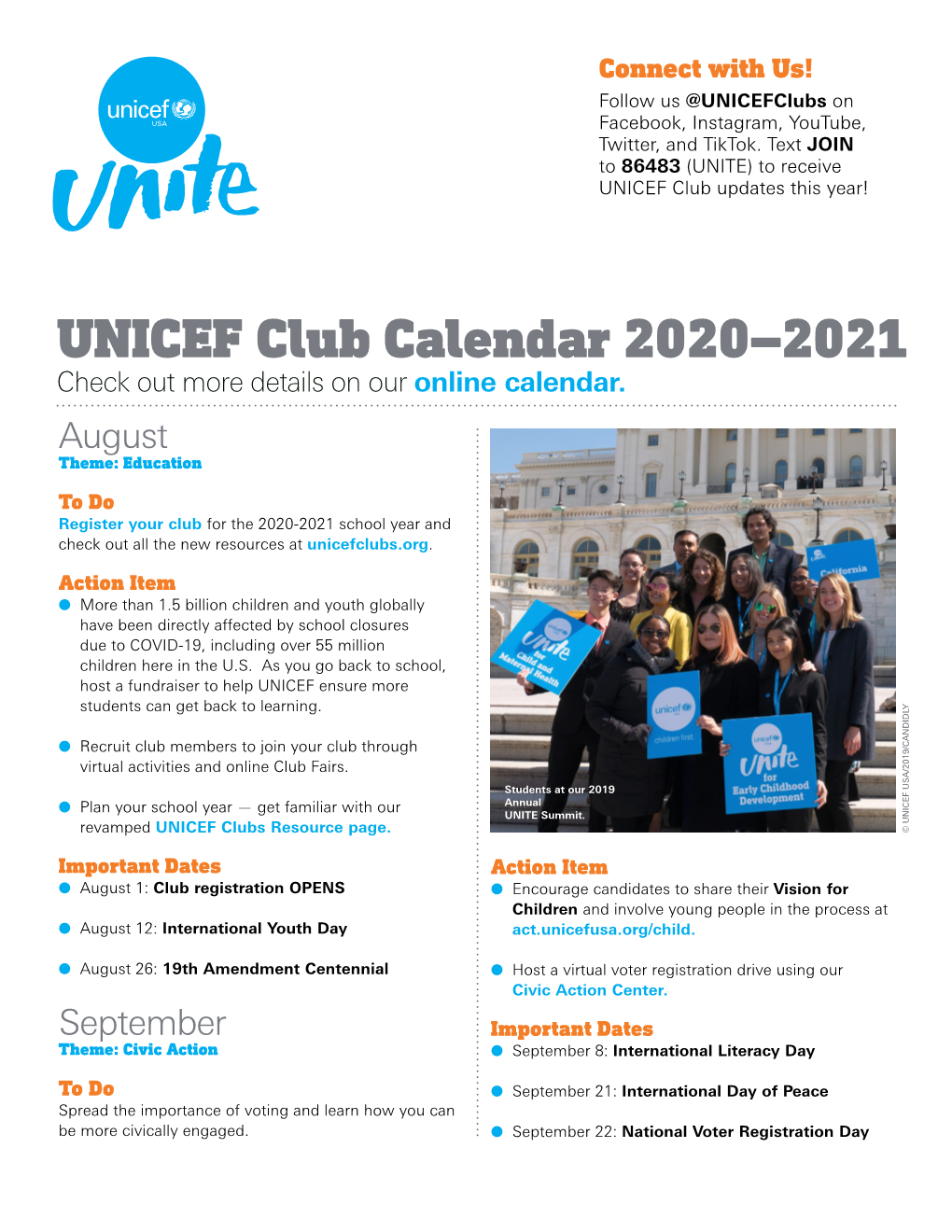 UNICEF Club Calendar 2020–2021 Check out More Details on Our Online Calendar