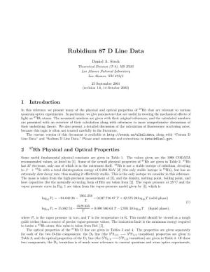 Rubidium 87 D Line Data