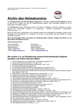 Archiv Des Heimatvereins Der Heimatverein Für Das Alte Kirchspiel Lengerich E.V