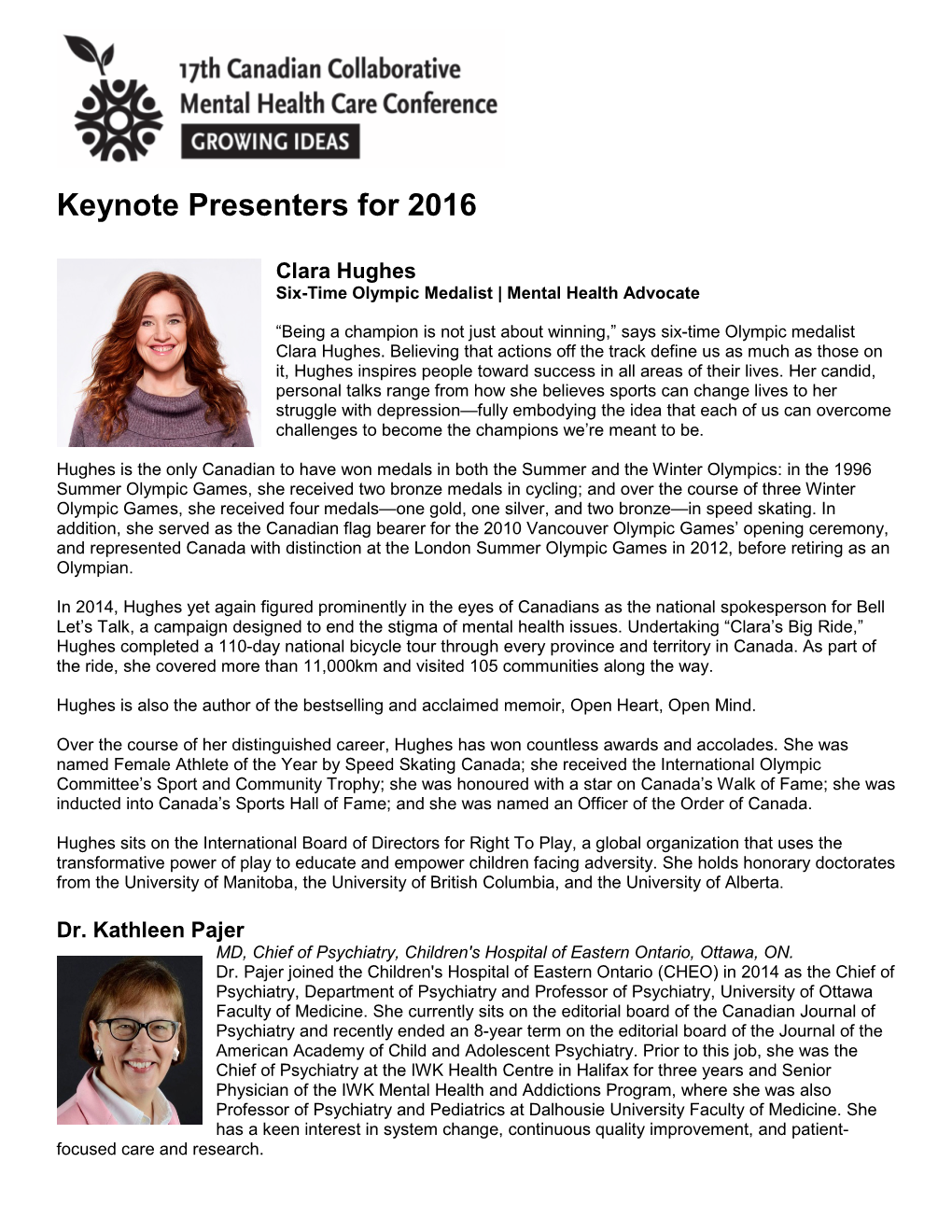 Keynote Presenters for 2016