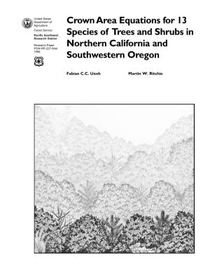 Crown Area Equations for 13 Species of Trees and Shrubs in Northern California and Southwestern Oregon