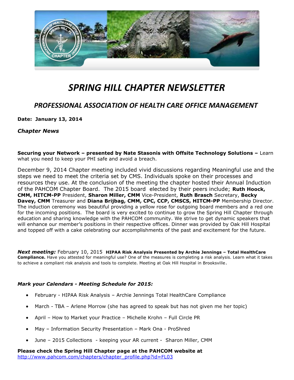 Spring Hill Chapter Newsletter