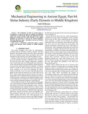 Mechanical Engineering in Ancient Egypt