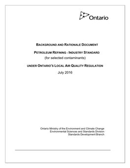 Background and Rationale Document Petroleum Refining