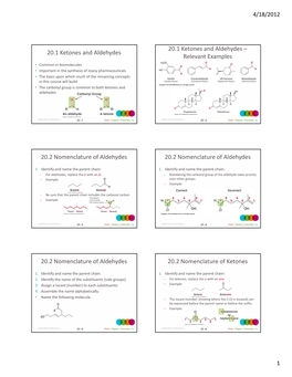 20.1 Ketones and Aldehydes – Relevant Examples