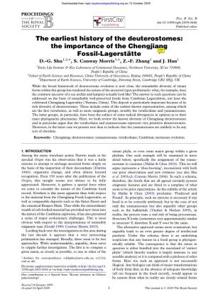 The Earliest History of the Deuterostomes: the Importance of the Chengjiang Fossil-Lagersta¨ Tte D.-G