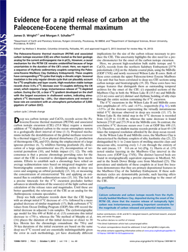 Evidence for a Rapid Release of Carbon at the Paleocene-Eocene Thermal Maximum