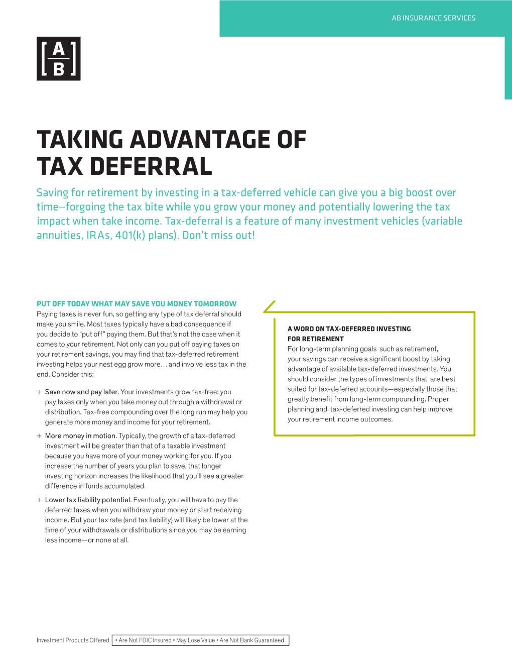 Tax Deferral