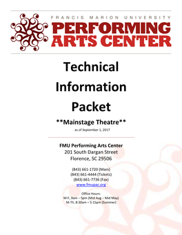 Technical Information Packet **Mainstage Theatre** As of September 1, 2017