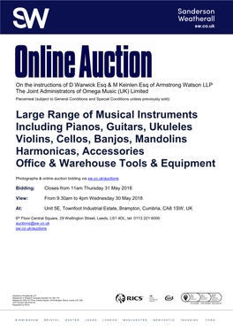 Large Range of Musical Instruments Including Pianos, Guitars, Ukuleles