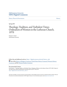 Ordination of Women in the Lutheran Church, 1970 Donna L