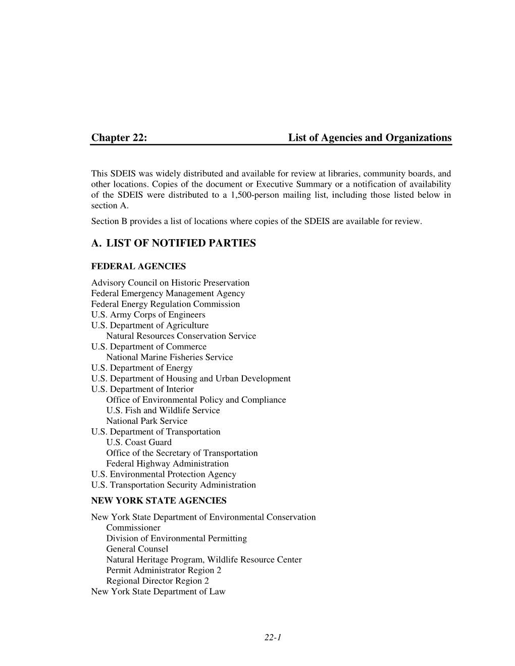 Chapter 22: List of Agencies and Organizations
