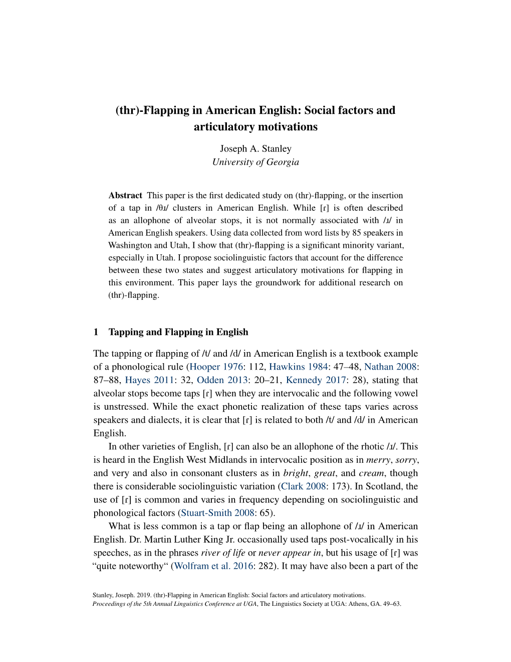 Flapping in American English: Social Factors and Articulatory Motivations