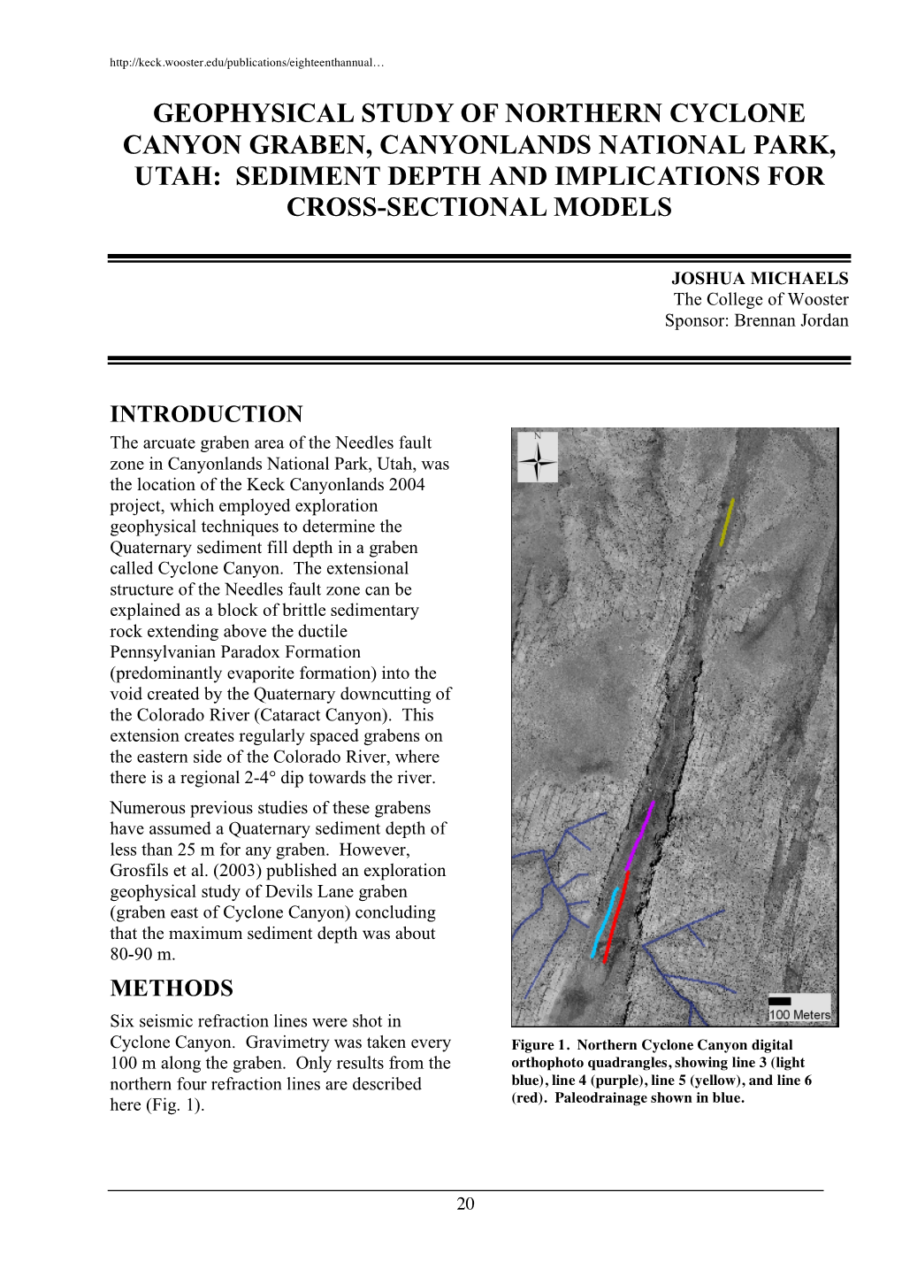 Geophysical Study of Northern Cyclone Canyon Graben, Canyonlands National Park, Utah: Sediment Depth and Implications for Cross-Sectional Models