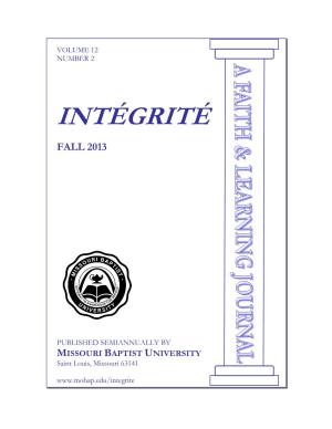 Intégrité: a F Aith and Learning Journal